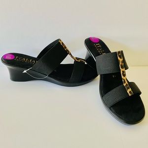 Italian Shoemakers Black Wedge Sandals Size 8.5